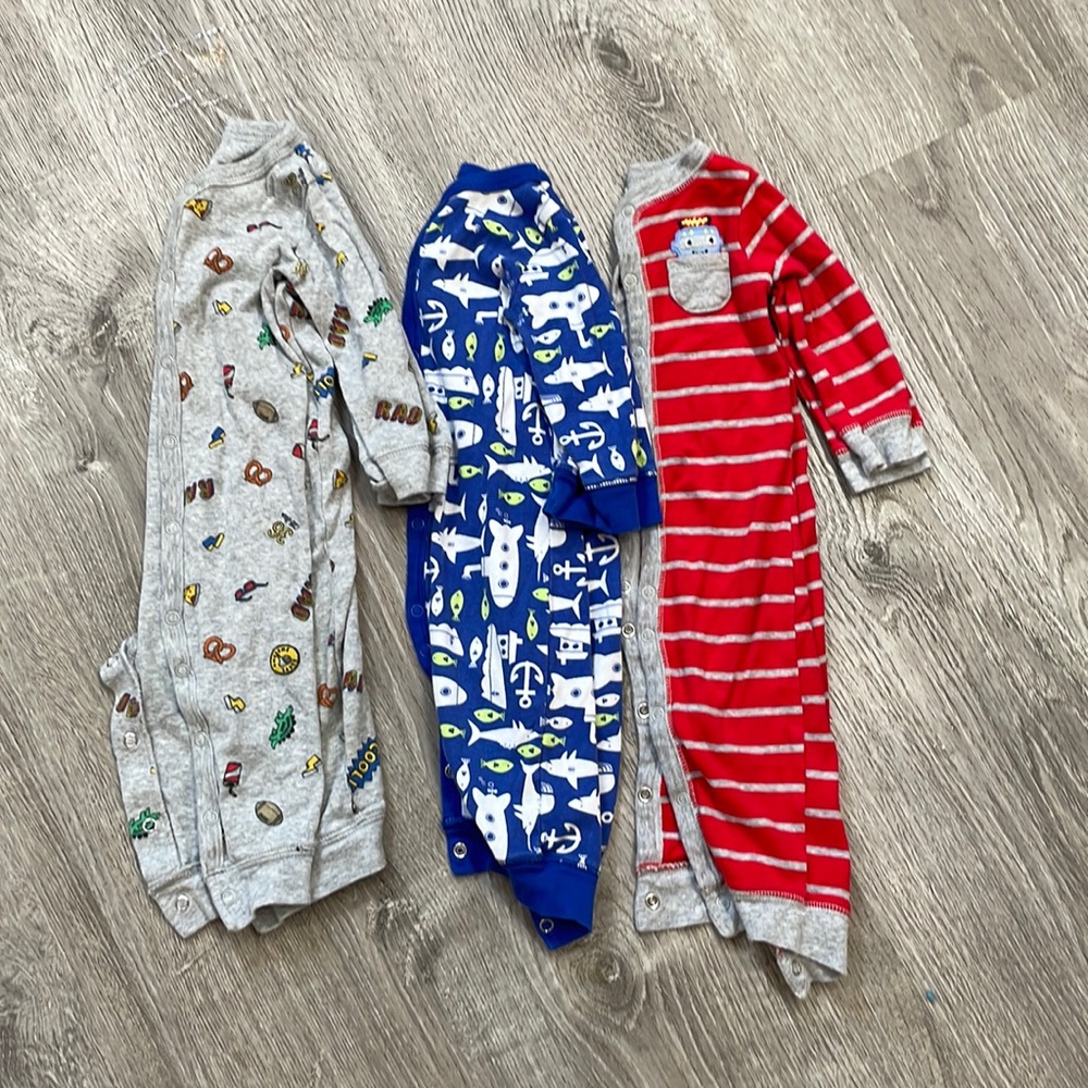 Bundle of 3 footless light weight baby pajamas